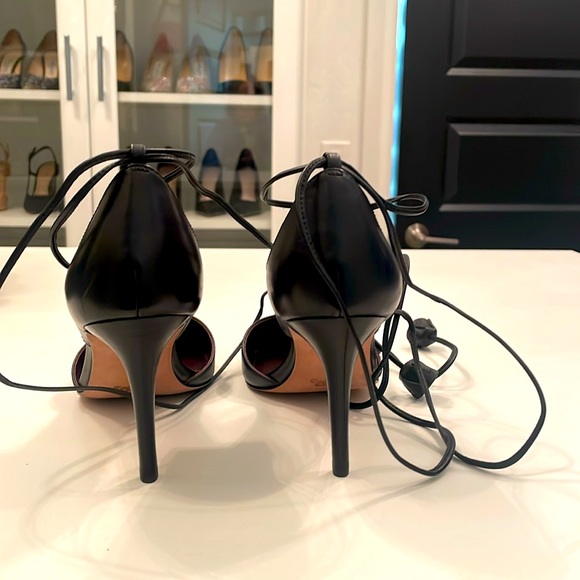 Coach Ankle Tie Black Heels. - Picture 3 of 6